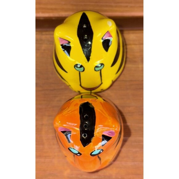 Catzilla Candace Reiter Salt Pepper Shakers Ceramic Orange Yellow Cat Vtg - Picture 5 of 9